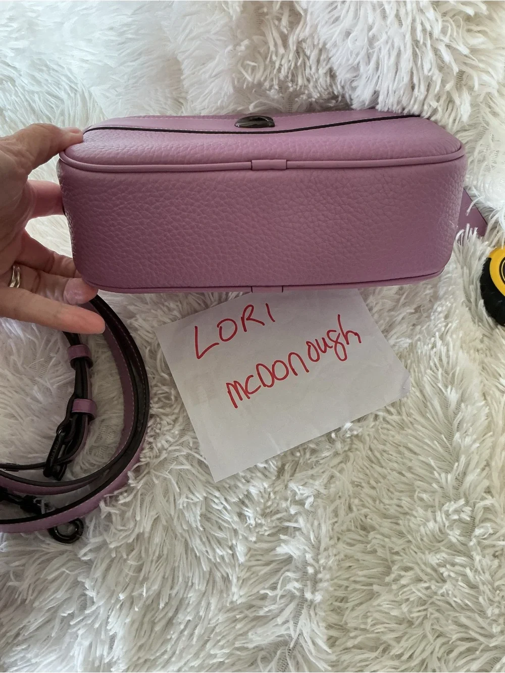 Coach Lilac Pebbled Leather Crossbody Camera Bag